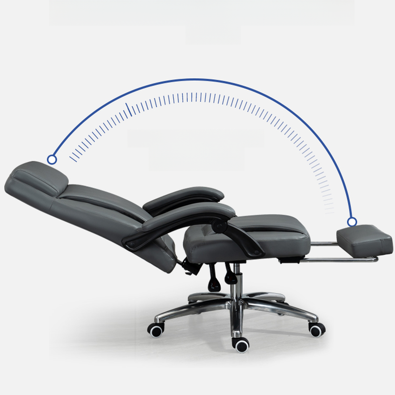 Executive Office Chair in Dark Gray Hideskin with Roller Wheels, Foot Support, Lumbar Support, Tilt Available, and Headrest