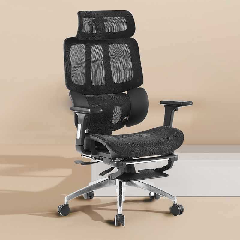 Mesh Task Chair in Ink/Light Gray with Leg Rest, Waterfall Seat, Lumbar Support, Tilt Available, and Headrest