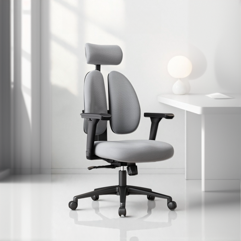 Simple Style Office Chairs in Upholstered Light Gray/Rose/Sage with Roller Wheels, Ergonomic Design, Height Adjustable Armrests, and Headrest