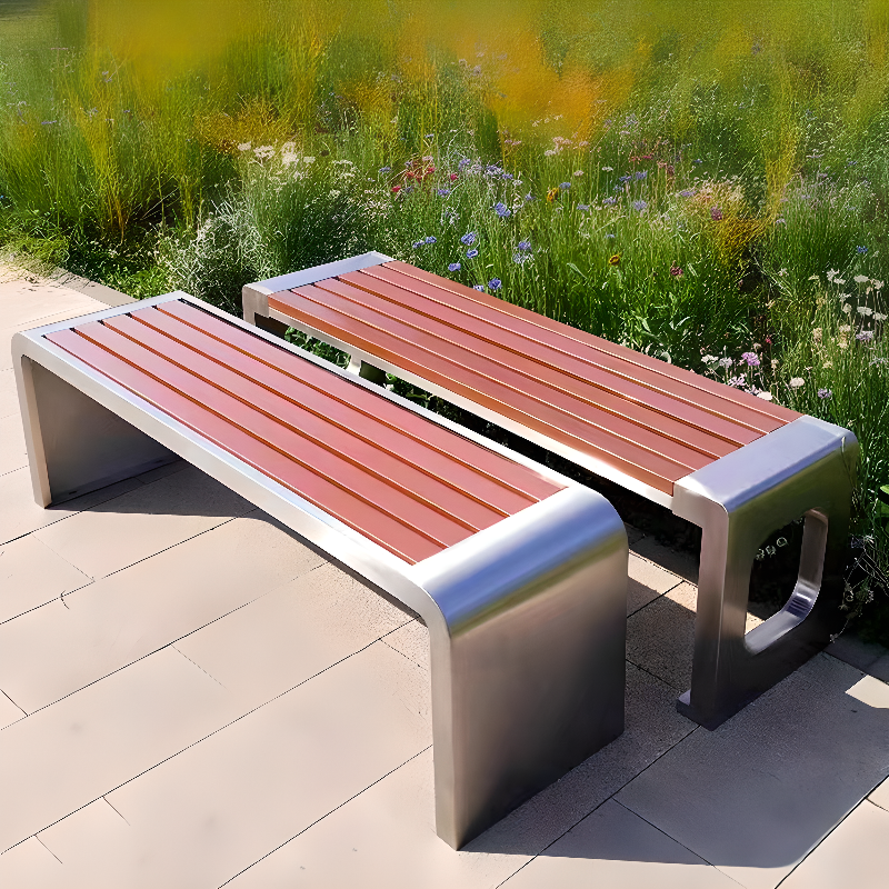 Simple Picnic Bench in Black/Sepia/Multicolour with Stainless Steel Frame