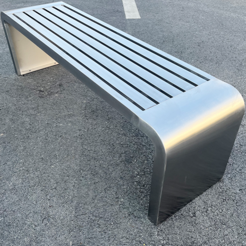 Simple Picnic Bench with Stainless Steel in Shiny Silver