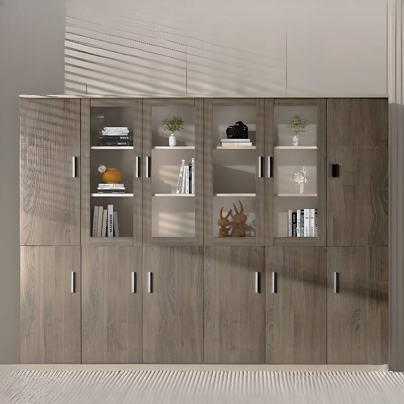 Auburn Art Deco Laminate Office Storage Furniture with Shelves, Hutch, Clear View Doors, and 4-Wide/2-Wide/5-Wide or more Compartment