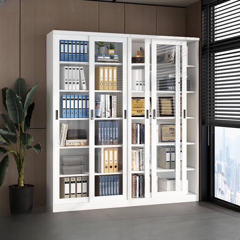 White Art Deco Steel Office Storage Furniture with Scratch Resistant Finish, Adjustable Shelving, Locking Door, and 1-Wide Compartment