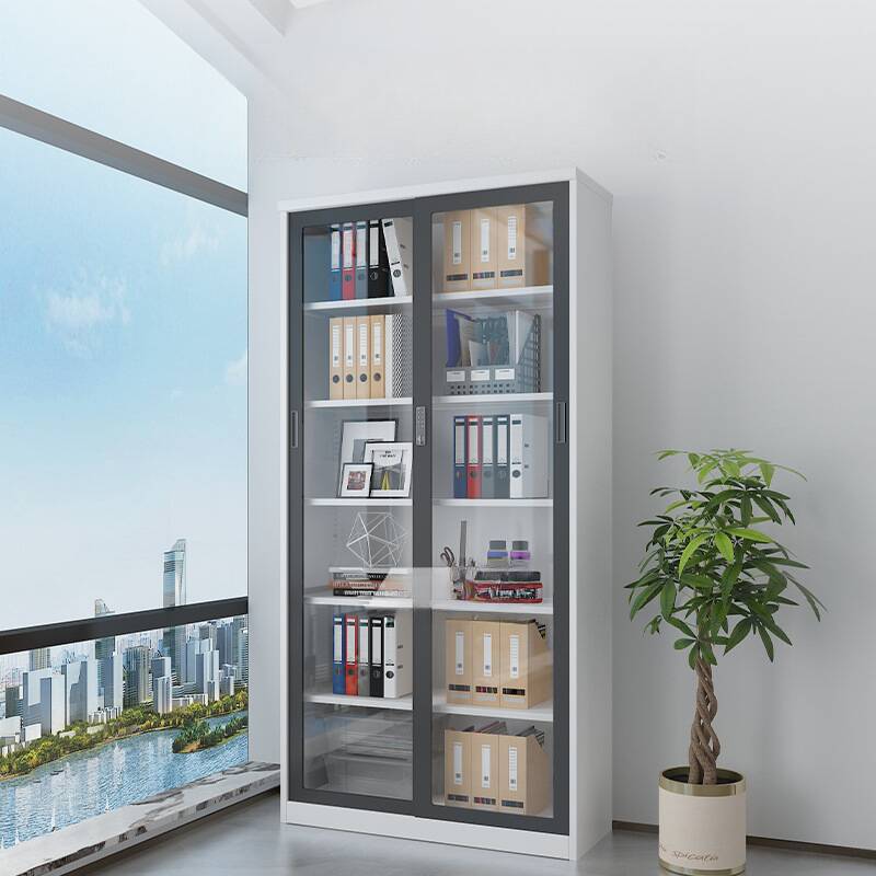 White Art Deco Steel Office Storage Furniture with Scratch Resistant Adjustable Shelving and Locking Door, 1-Wide