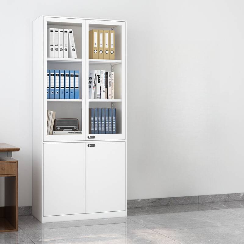 Art Deco Steel Office Storage Furniture with Scratch Resistant Finish, Adjustable Shelving, Locking Door, and 2-Wide/1-Wide Compartments