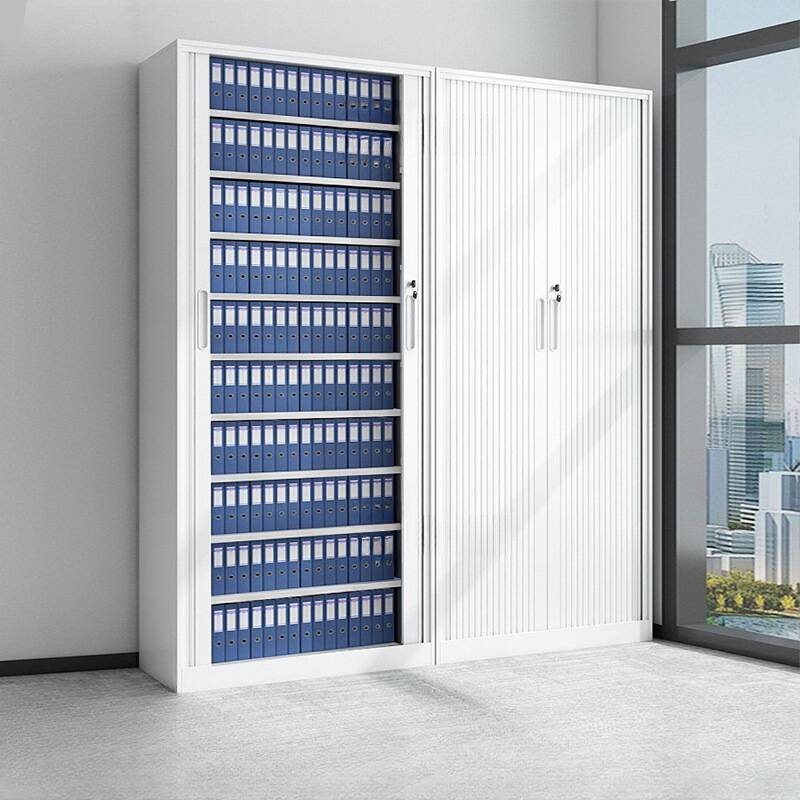 White Art Deco Steel Office Storage Furniture, Warp-proof with Adjustable Shelving and Locking Door, 1-Wide Compartments