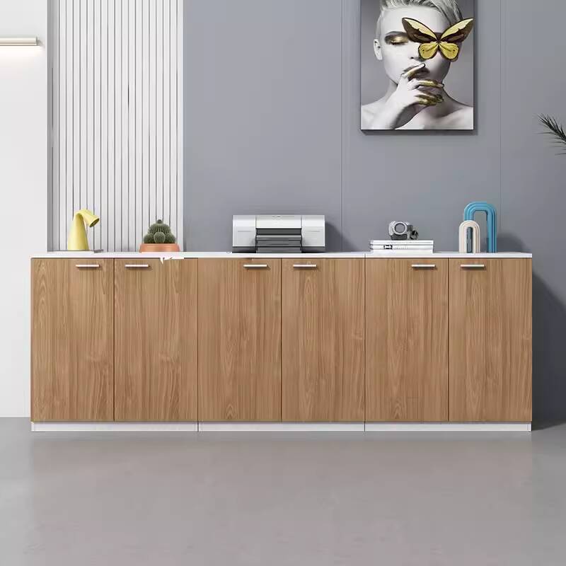 Caramel Art Deco Scratch Resistant Manufactured Wood Office Storage Furniture with Shelves and 2-Wide/1-Wide Compartments