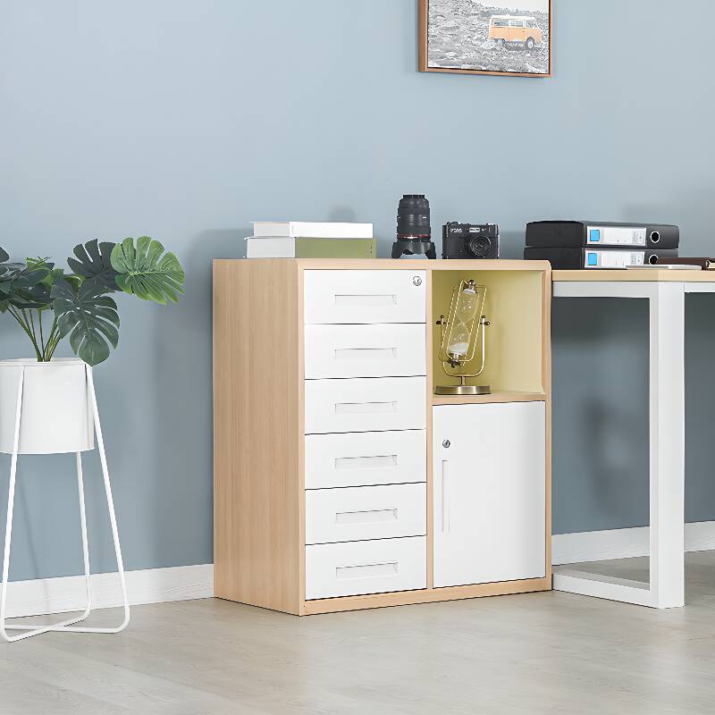 Tough Steel Office Console Cabinet with Stockroom Drawers, Adjustable Shelving, and Locking Door in 1-Wide/2-Wide Compartments