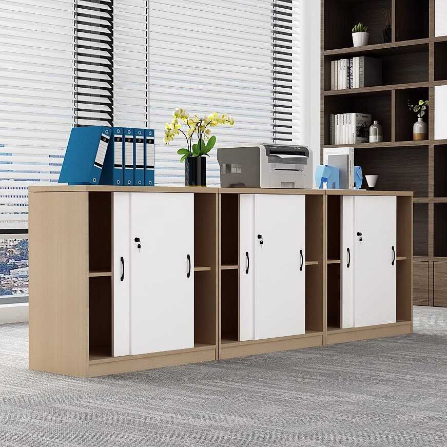 Natural Finish Storage Cabinet, Scratch Resistant with 3-Wide/2-Wide/1-Wide Compartments