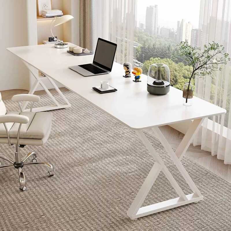 Modern Rectangular Stone Writing Table in Midnight Black/Light Gray/Chalk