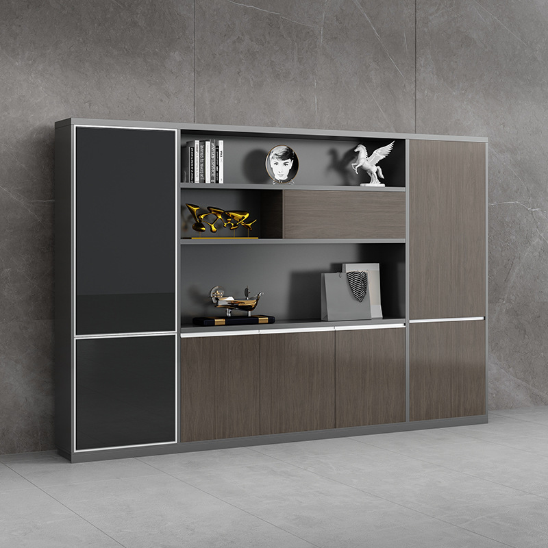 Sepia Trendy Laminate Supplies Cabinet, Scratch Resistant with Shelves, 10 Doors, and 4-Wide/3-Wide/2-Wide Compartments