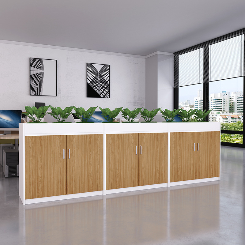 Natural Finish Stain Resistant Base Cabinet with Stockroom and 2-Wide/1-Wide Compartments