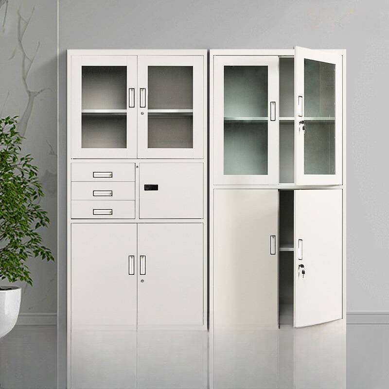 Ivory Trendy Alloy Supplies Cabinet with Locker, Adjustable Shelving, Locking Door, and 1-Wide Compartments