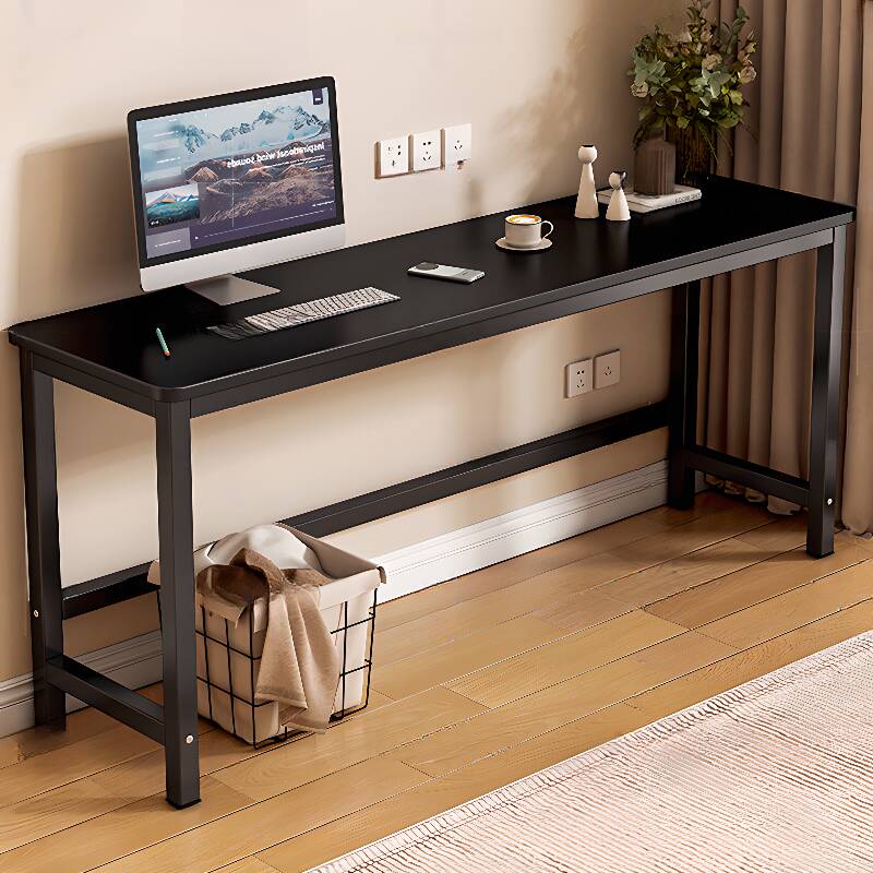 Trendy Rectangular Laminate Writing Table in Midnight Black/Light Gray/Auburn