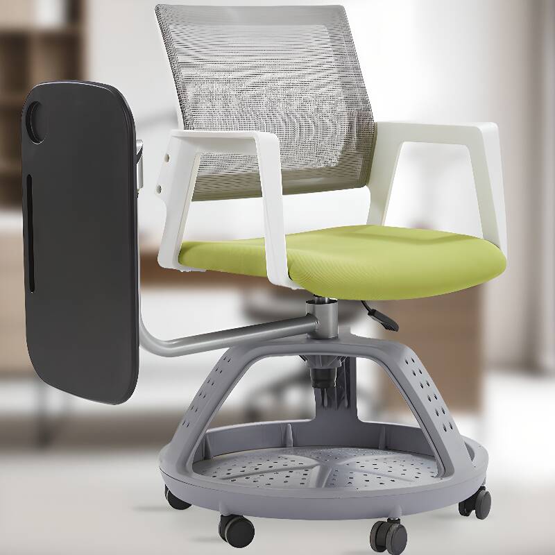 Modern Simple Style Ergonomic Upholstered Office Desk Chairs in Light Green with Armrest, Swivel, and Waterfall Seat