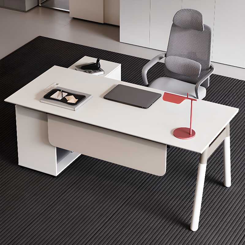 Office Computer Desk with Secure Drawer, Built-In Cable Organization, CPU Stand, and Desk Return