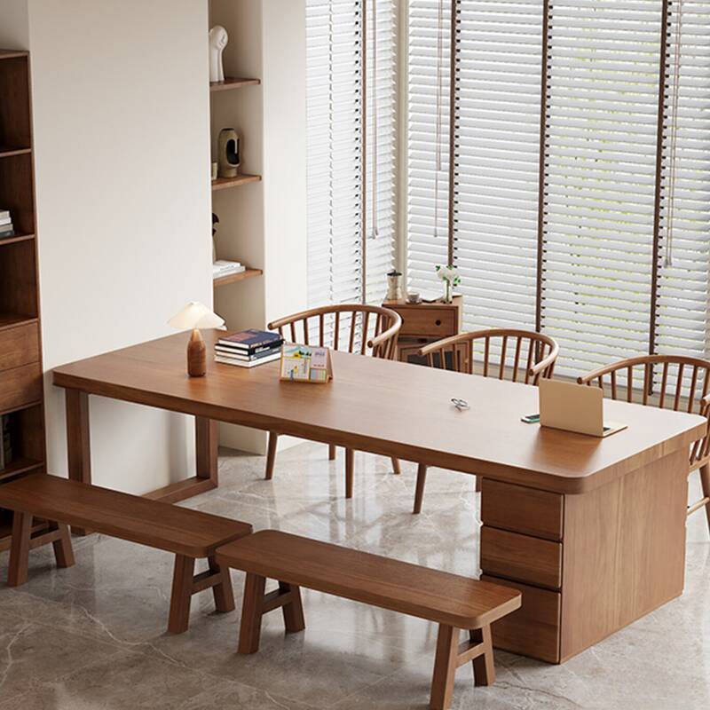 Modern Rectangular Timber Unfinished Colour Writing Table with Drawers