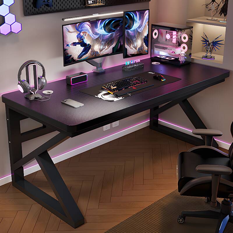 Trendy Rectangular Laminate Office Computer Desk with Organized Wiring System