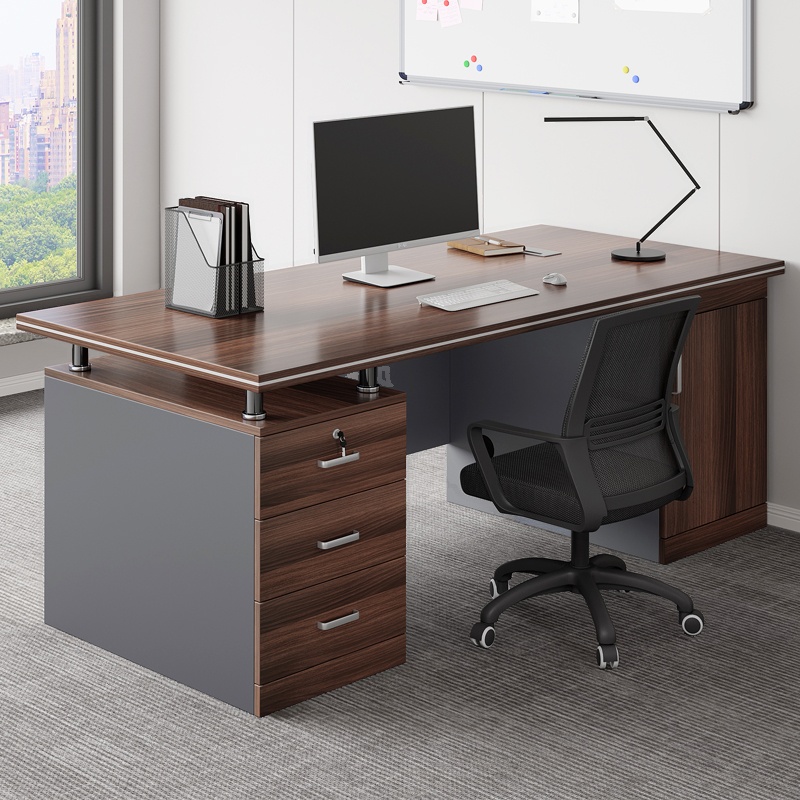 Executive Desk with Secure Drawer, Built-In Cable Organization, and CPU Stand