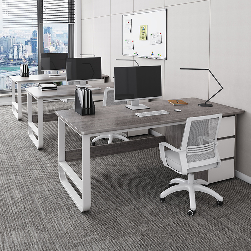 Modern Rectangular Laminate Desk with Gray/Auburn/Unfinished Colour and Drawers, Perfect Office Computer Desk with Cable Management
