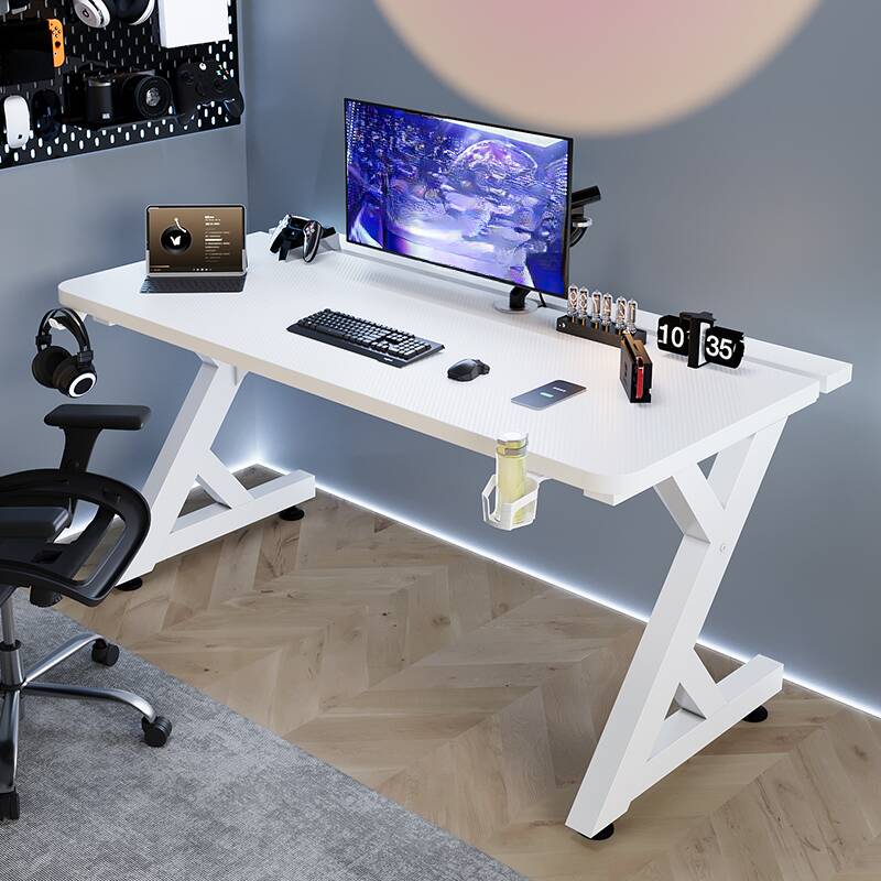 Trendy Rectangular Manufactured Wood Writing Table in Midnight Black/Chalk