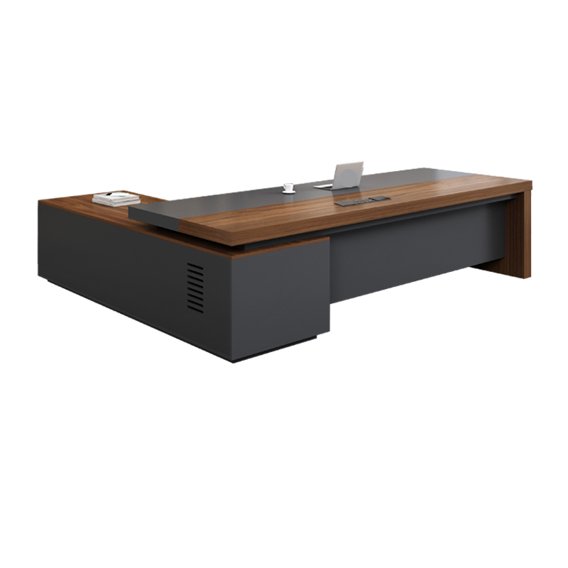 Executive Desk with Lockable Drawer, Integrated Cable Management, CPU Stand, and Desk Return