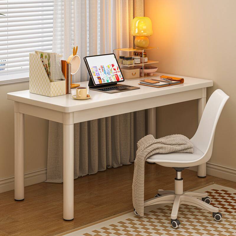 Trendy Rectangular Manufactured Wood Writing Table in Chalk