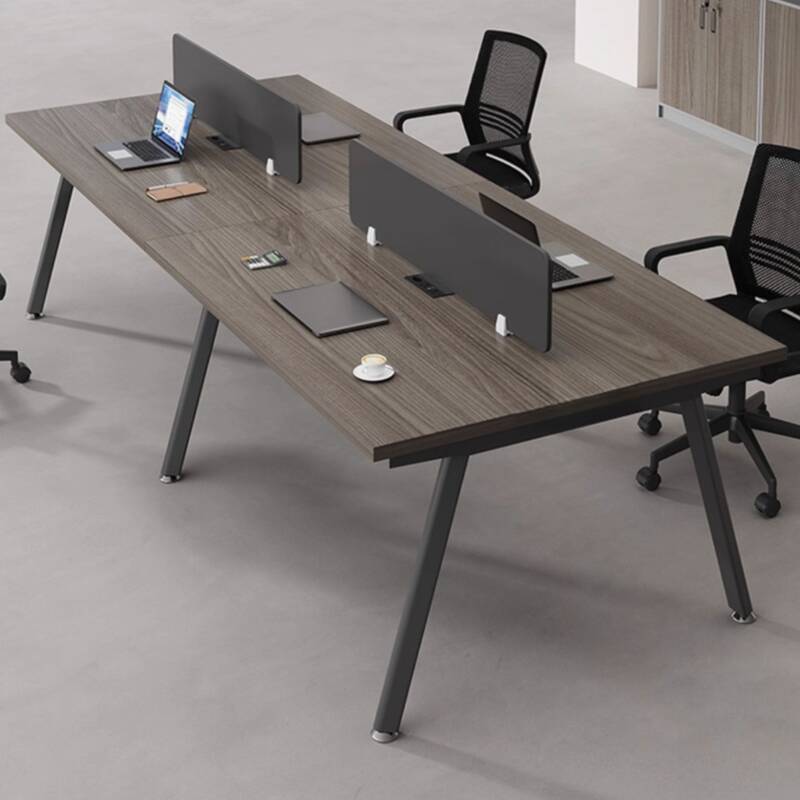 Modern Rectangular Gray Manufactured Wood Writing Table with Cable Management