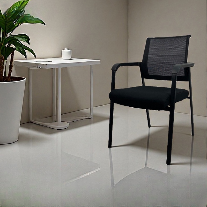 Simple Ergonomic Upholstered Office Chairs in Midnight Black/Light Gray/Citrus Colour with Armrest