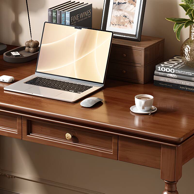 Chalk/Dove Grey/Ink Rectangular Lumber Office Desk with Compartment in a Classic Style