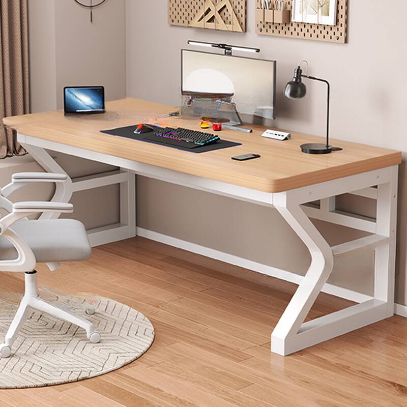 Modern Rectangular Gray/Chalk/Unfinished Colour Manufactured Wood Office Computer Desk with Cable Management