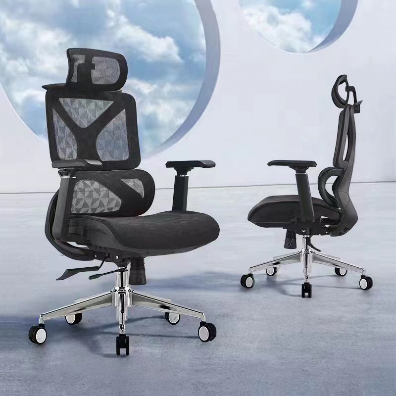 Office Chairs in Mesh with Waterfall Seat, Lumbar Support, Tilt Available, Adjustable Back Angle, Height Adjustable Armrests, and Headrest