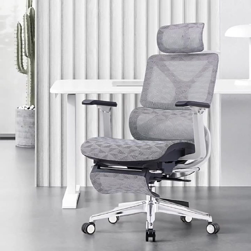 Mesh Office Desk Chairs with Foot Support, Waterfall Seat, Lumbar Support, Tilt Available, Height Adjustable Armrests, and Headrest