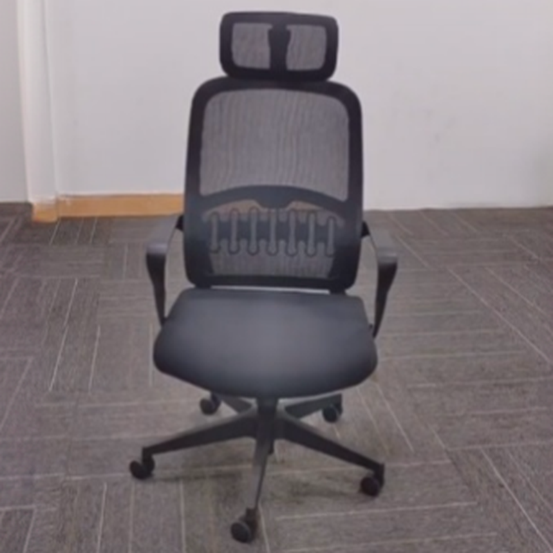 Upholstered Office Chairs in Midnight Black/Dove Grey with Armrest, Portable Wheels, Lumbar Support, Adjustable Back Angle, and Headrest