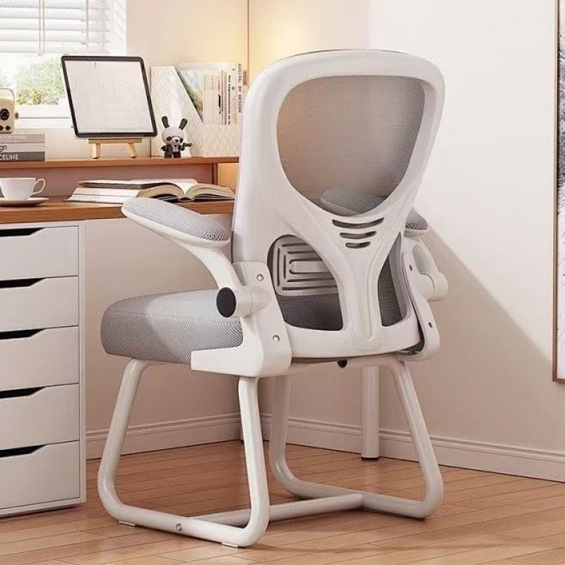 Simple Ergonomic Office Chairs with Upholstered Midnight Black/Light Gray Armrest and Lumbar Support, Featuring Flip-Up Armrest