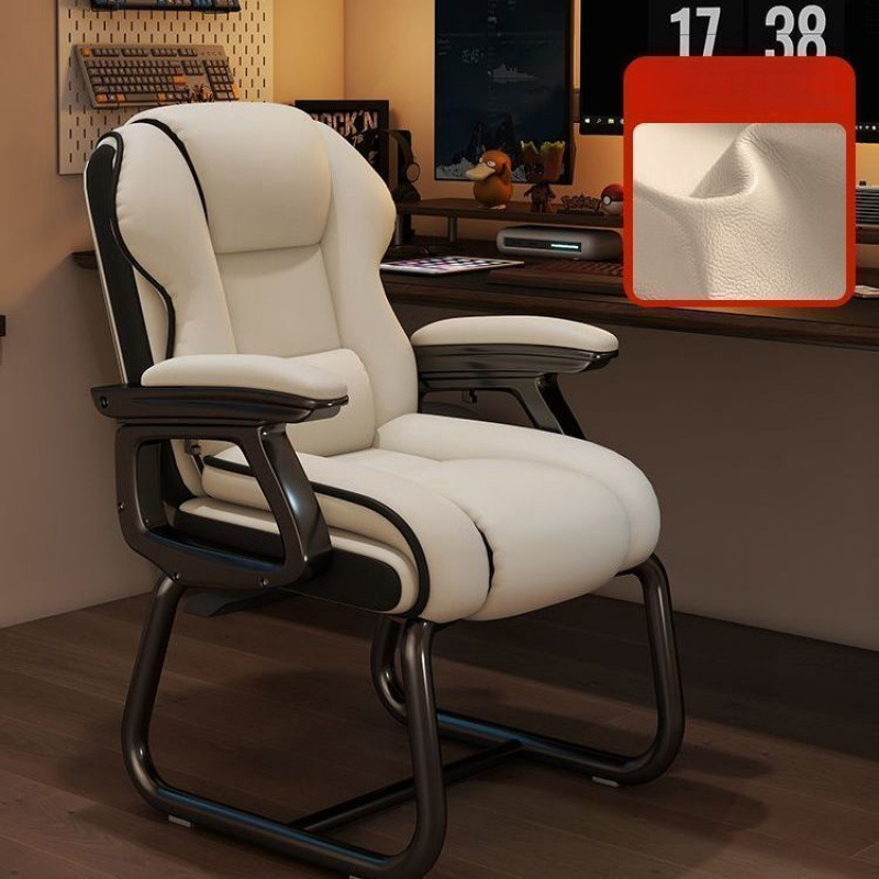 Simple Office Chairs in Midnight Black/Cream/Rose with Armrest, Metal Frame, Ergonomic Design, Adjustable Back Angle, and Headrest