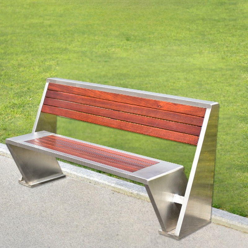 Simple Outdoor Bench with Tan Laminate and Back