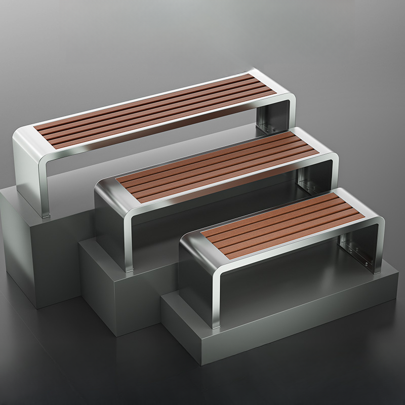 Simple Picnic Bench in Sepia with Stainless Steel Frame