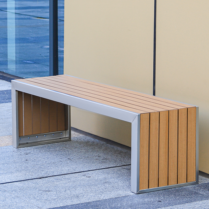 Simple Picnic Bench with Stainless Steel Frame in Ink/Stainless Steel