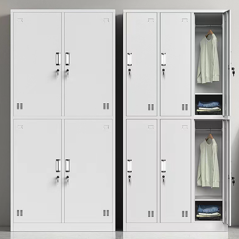 Light Gray Steel 2 Tiers/3-tier/4-tier Gym & Locker Room Lockers with Key Locking Mechanism, Louvered Door, 9 Compartments/8 Compartments/Six Compartments, 3-Wide/2-Wide