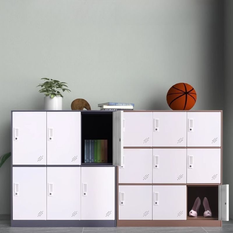 3-tier/2 Tiers School Lockers with Partial Assembly, Key Locking Mechanism, Ventilated Door, 9 Compartments/Six Compartments, 3-Wide