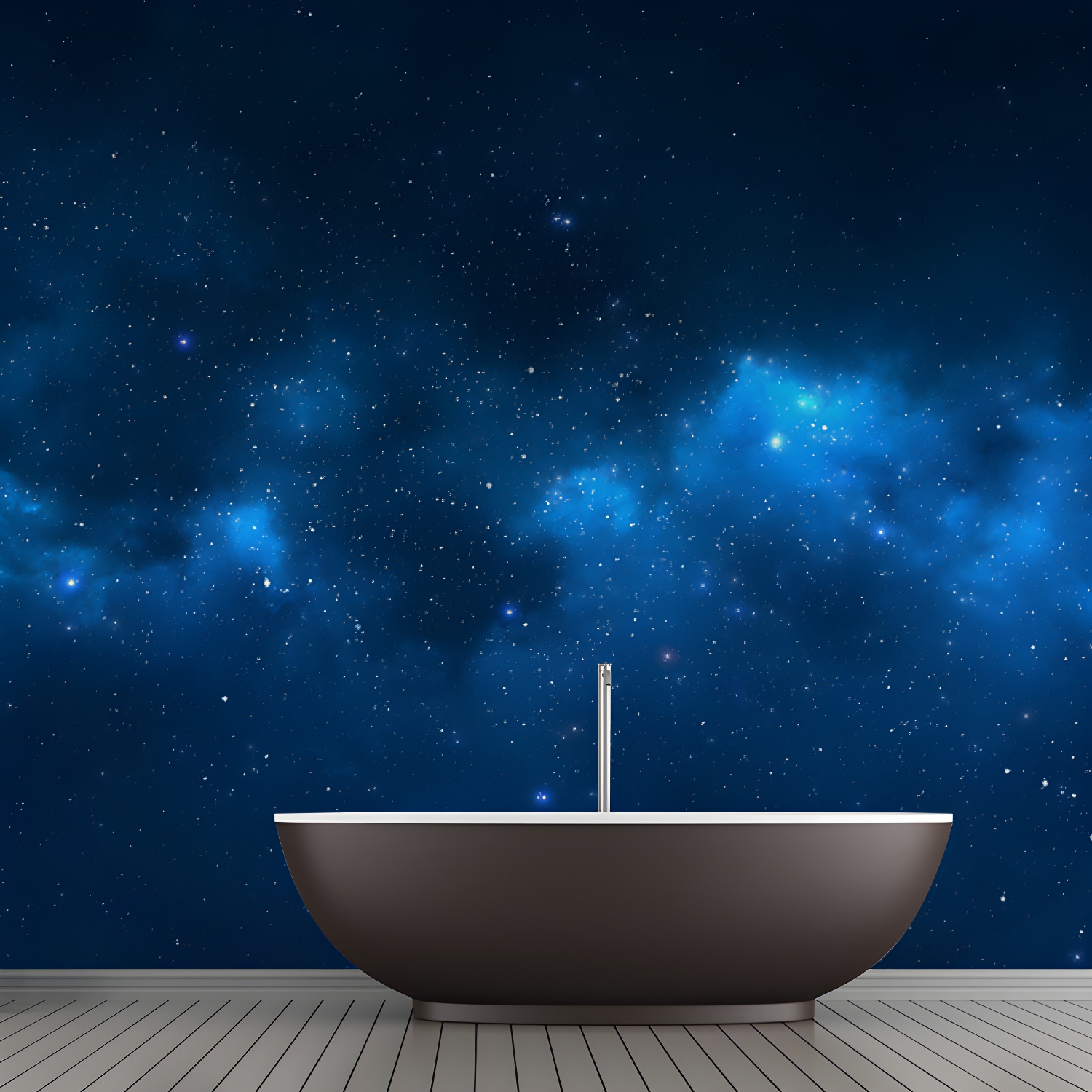 Beautiful Stars and Cloud Mural Wallpaper for Ceiling, Sky Blue-Black, Made to Measure