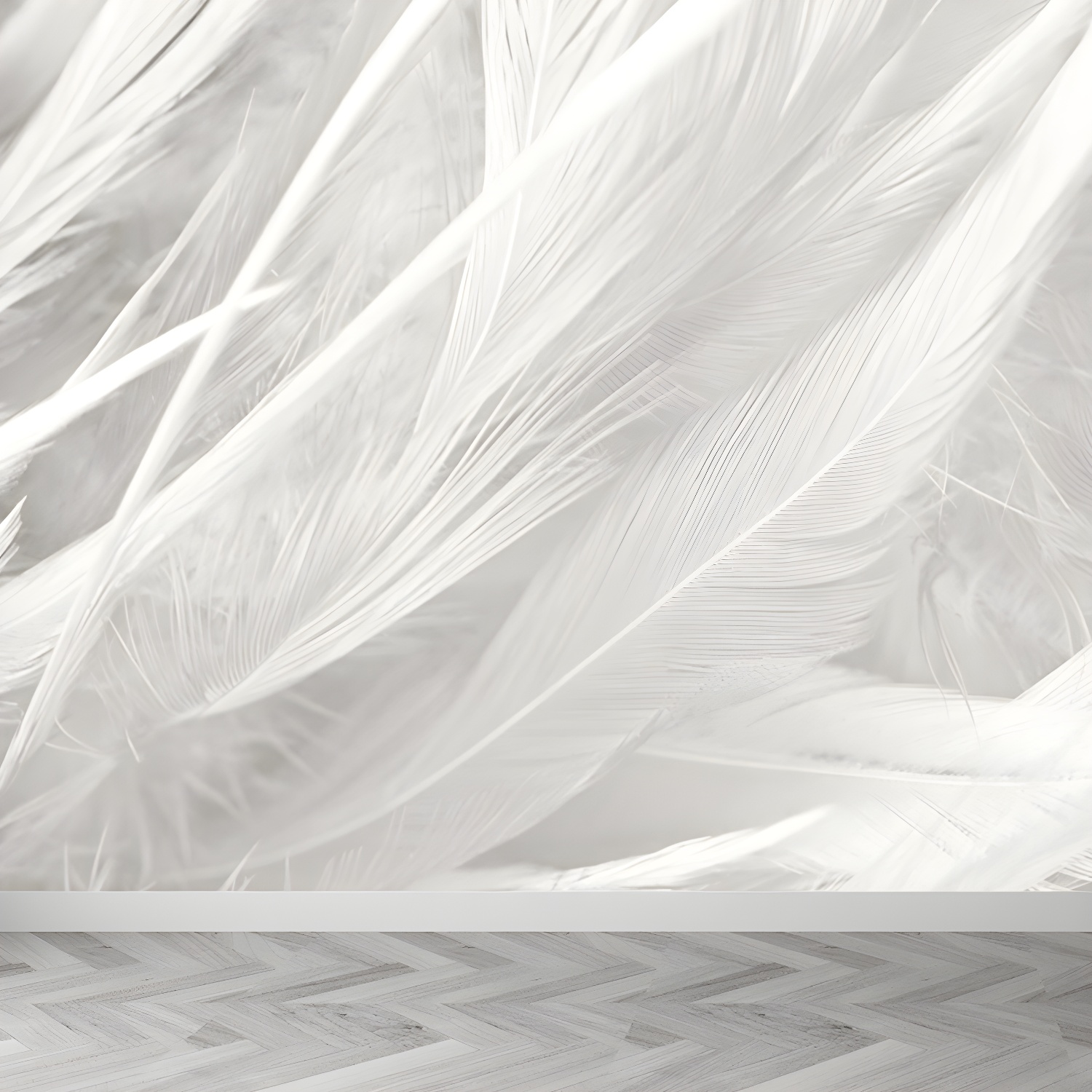 Stacked Bird Feather Mural Wallpaper Contemporary Non-Woven Texture Wall Covering
