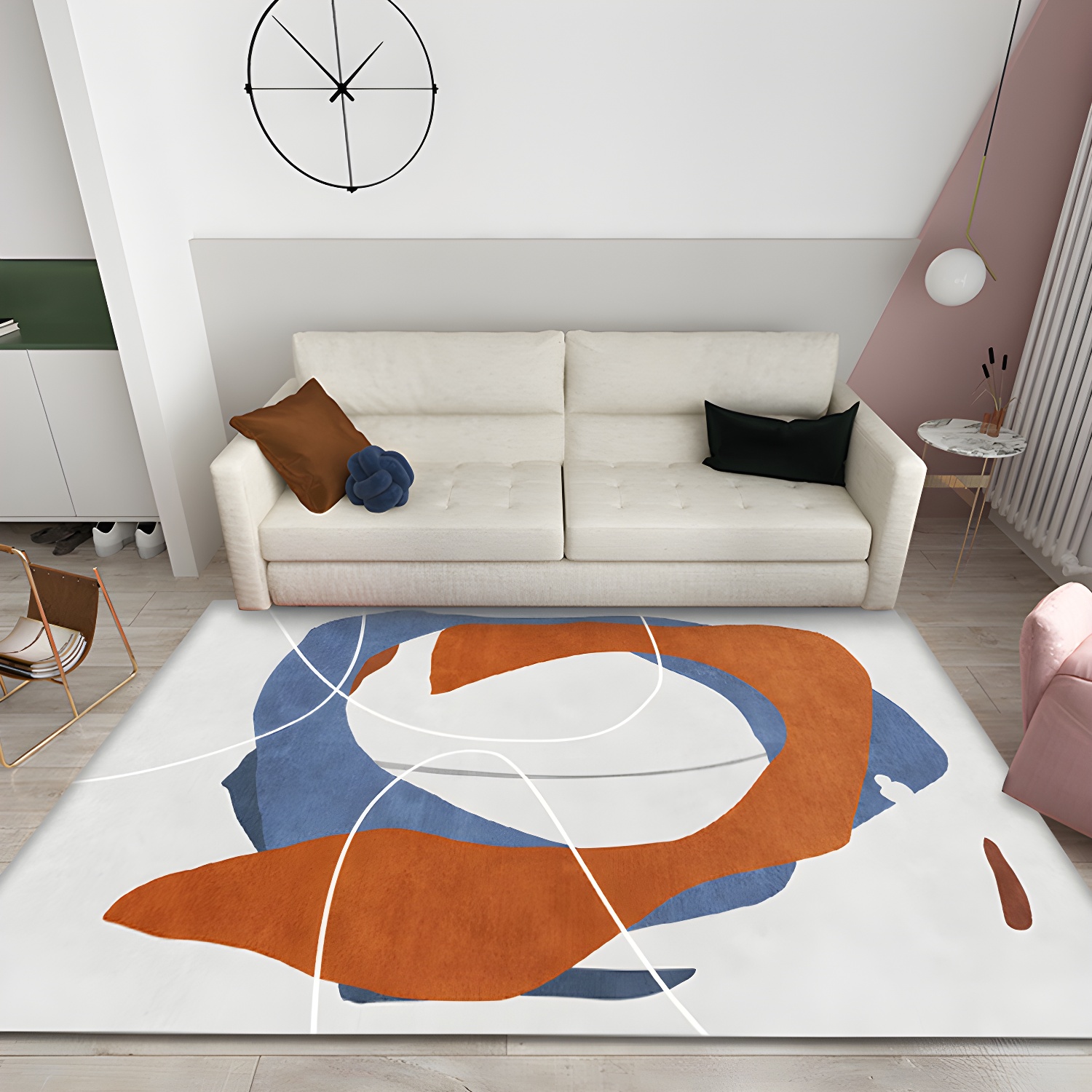 Creative Multicolour Modernist Rug Polyester Abstract Rug Washable Pet Friendly Non-Slip Carpet for Living Room