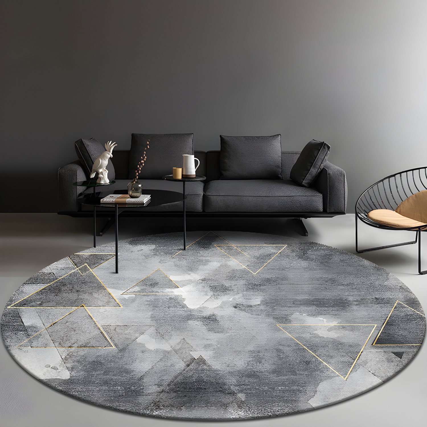 Concise Geometric Patterned Rug Soft Colour Modern Area Rug Synthetics Non-Slip Carpet for Living Room