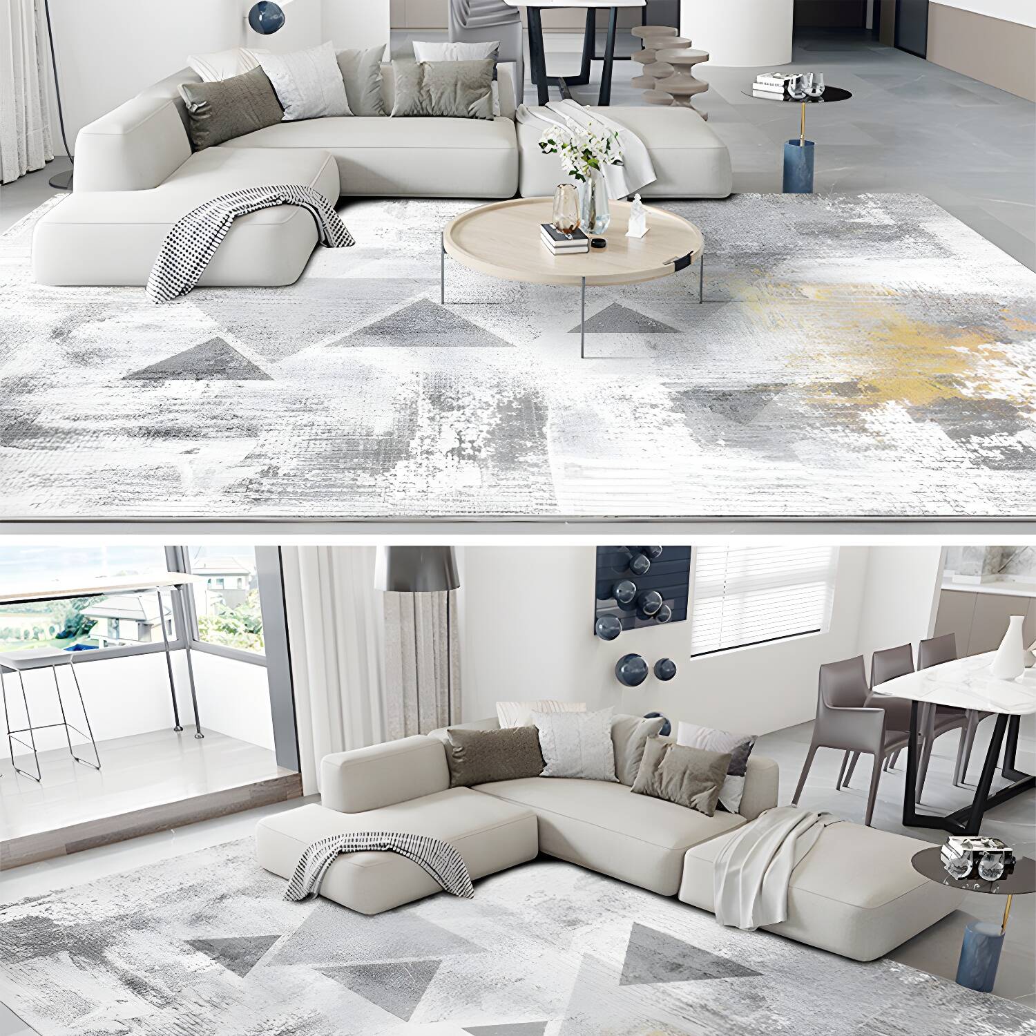 Casual Luxe Rug Multi Colour Abstract Printed Area Rug Anti-Slip Stain-Resistant Washable Carpet for Decor