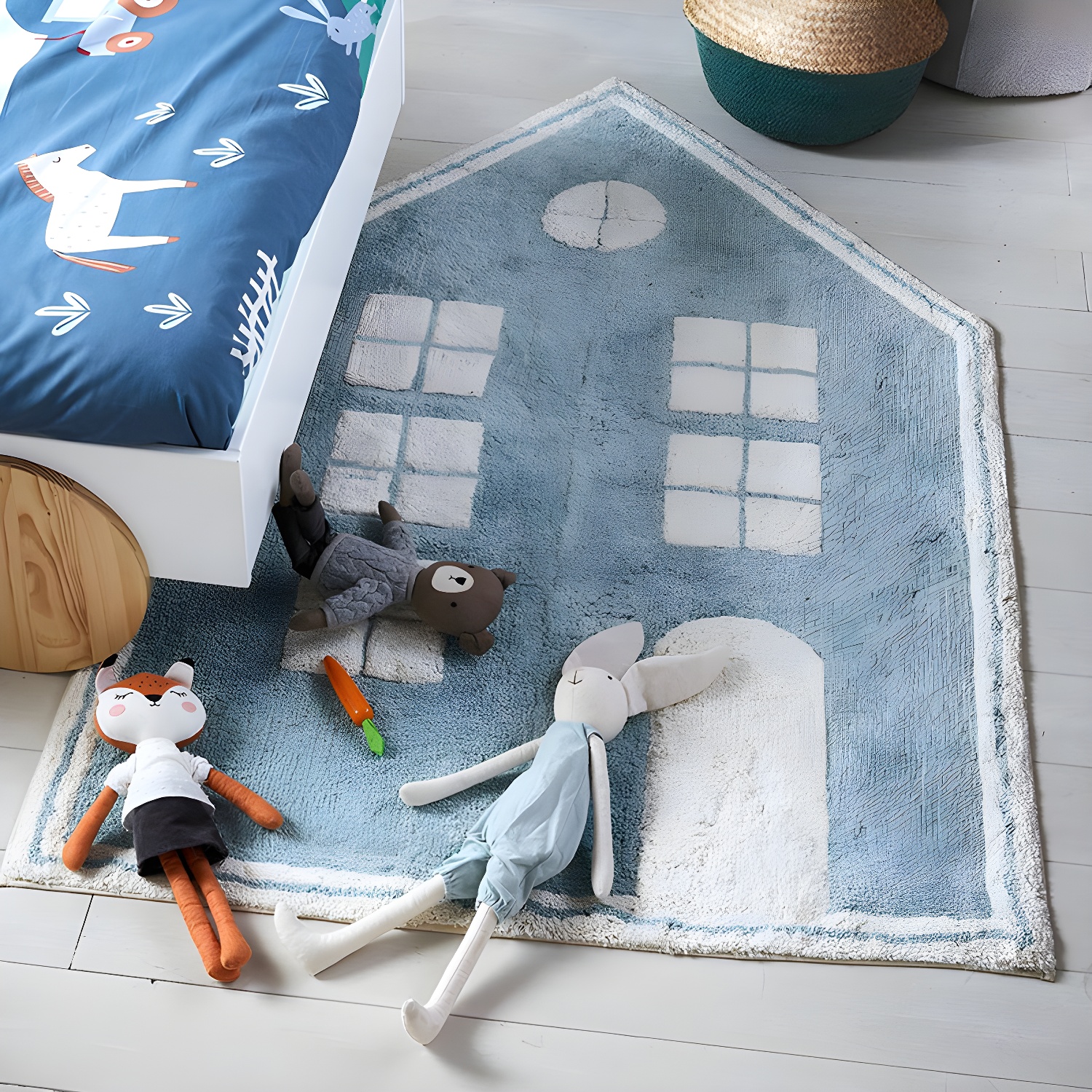 Irregular Shape Cartoon Rug Multicolour Funky Area Rug Synthetics Pet Friendly Anti-Slip Backing Rug for Room