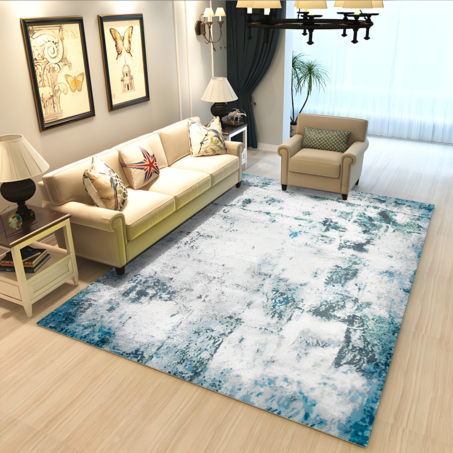 Punky Industrial Area Rug Multi Colour Graffiti Abstract Rug Non-Slip Pet Friendly Stain Resistant Rug for Room