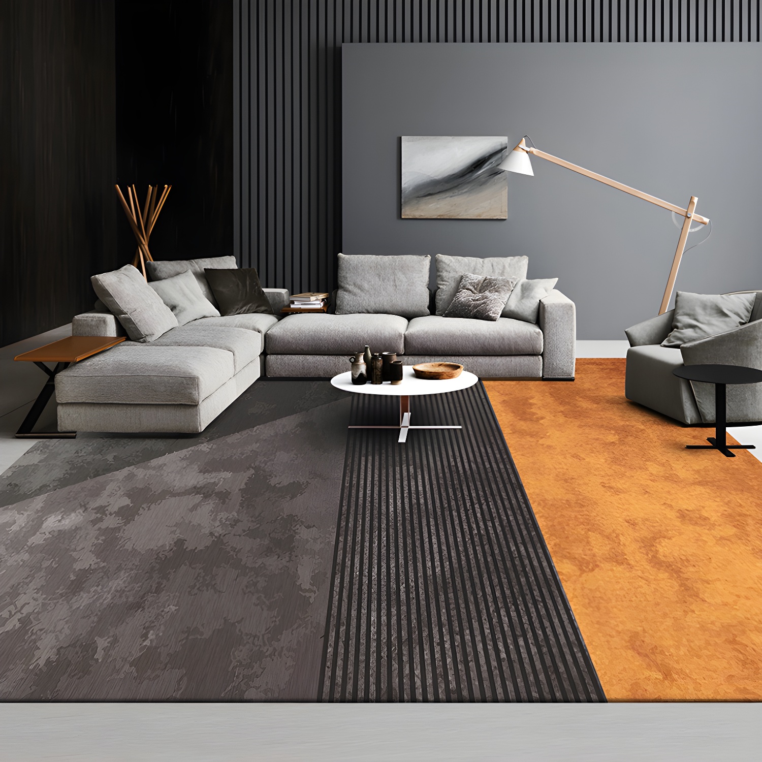 Luxury Geometric Printed Rug Multi Colour Cotton Blend Indoor Rug Easy Care Pet Friendly Area Carpet for Living Room