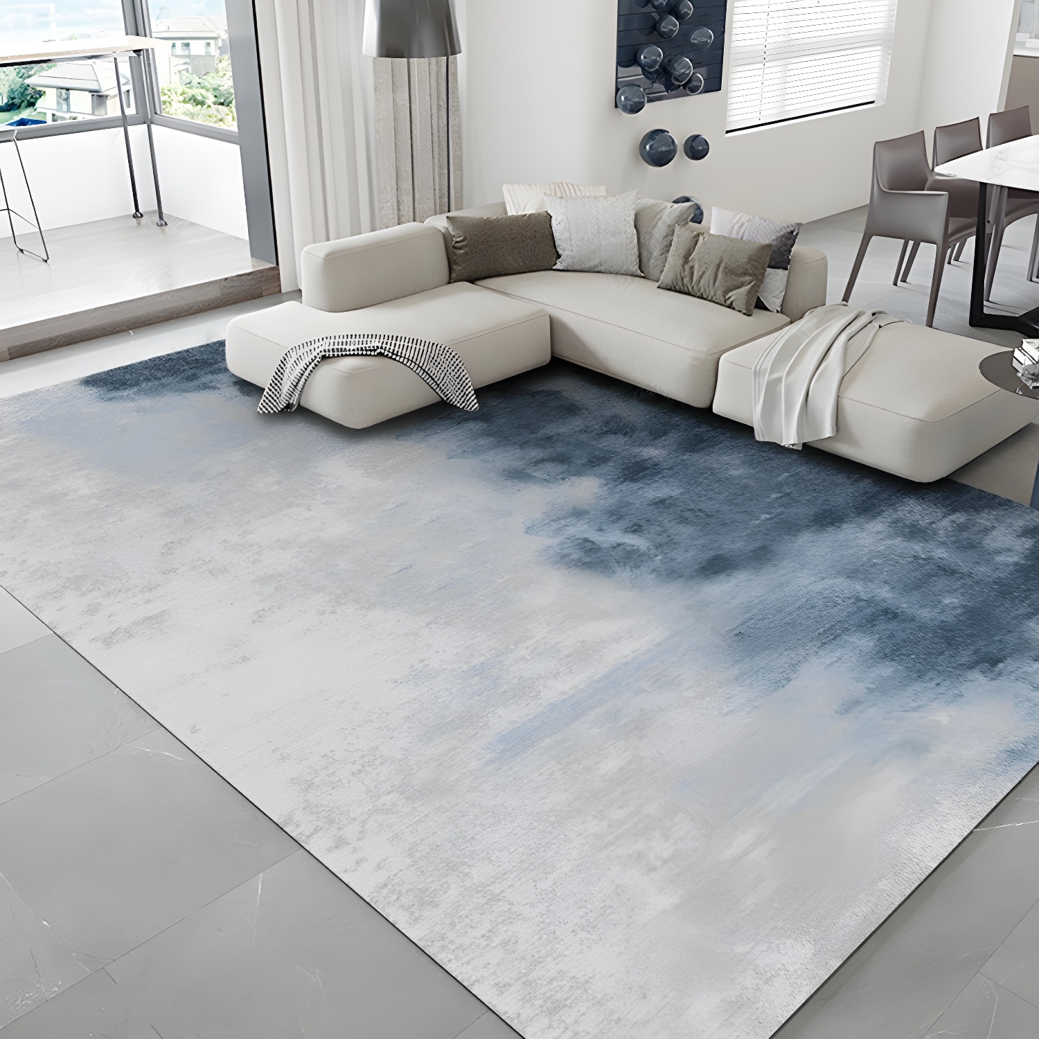 Soft Mixed Colour Industrial Rug Polyester Mottled Effect Indoor Rug Anti-Slip Backing for Home Decoration